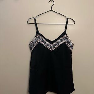 Shein V Neck Strappy Embroidery Tank Too
